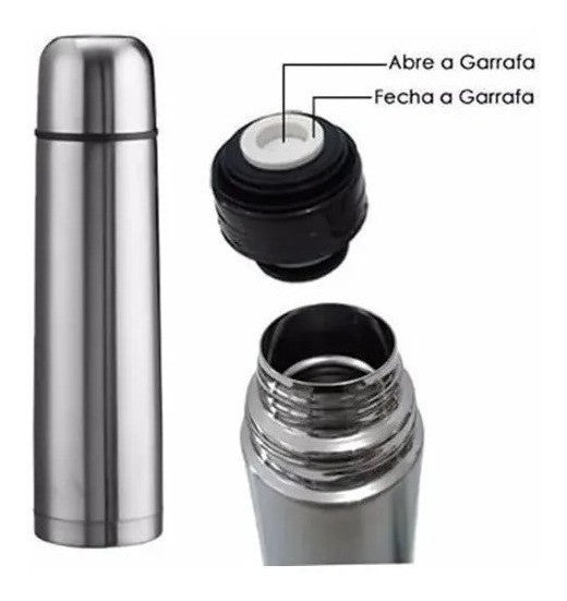 Garrafa Térmica Aço Inox 1 Litro Agua Quente e Gelada