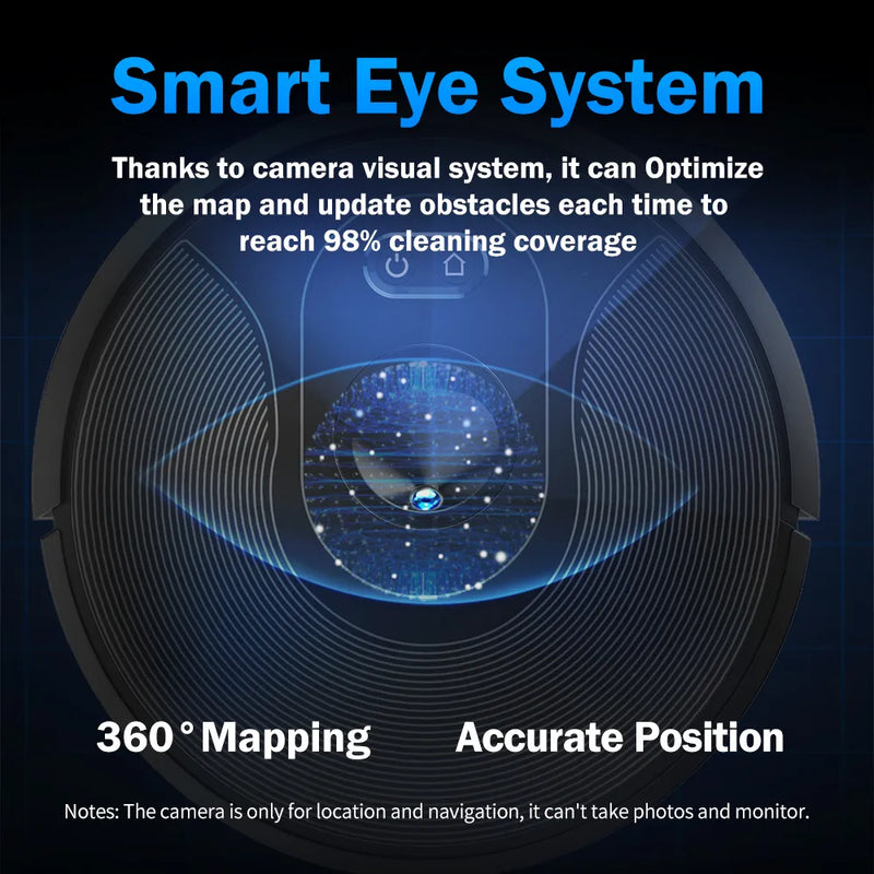 Robô Aspirador de Pó ABIR X6 Com Navegação Visual Tripla, Sucção 6000pa, Software de Parede Virtual, Limpeza de Zona, Desinfecção Com Esfregão Úmido, Memória de Mapa, Compatível Com Alexa, Google Home