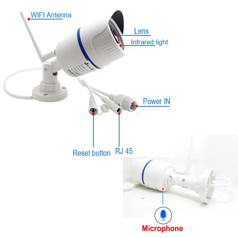 Câmera Wifi 5MP JIENUE 1080P Câmera Residencial Infravermelha Sem Fio Onvif Para Vigilância de Segurança Cctv à Prova D'água Externa de Alta Definição