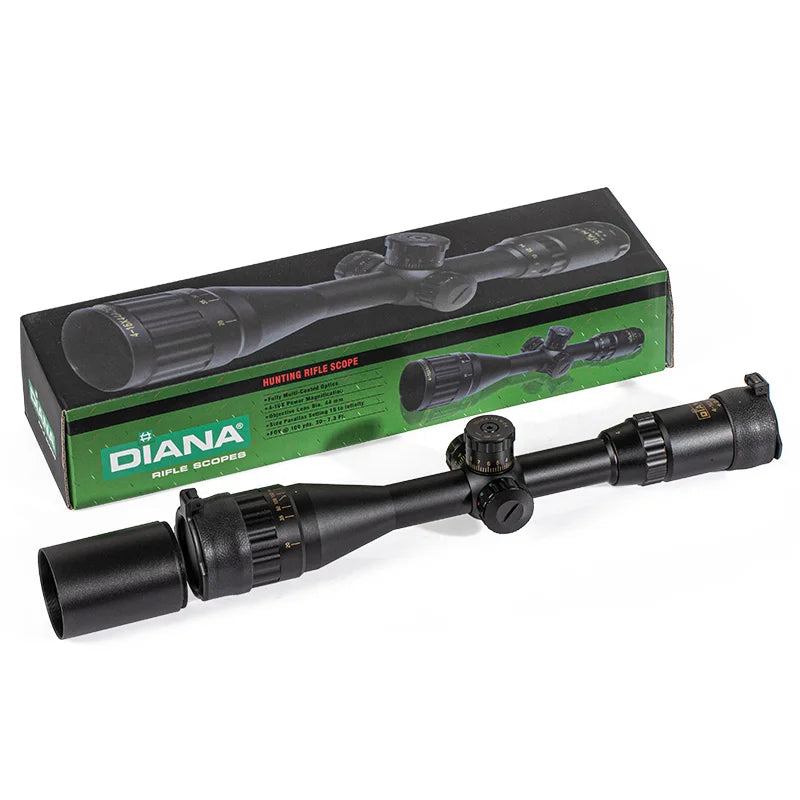 Mira Telescópica Tática DIANA Visão Óptica, Escopos de Caça Iluminados, Rifle Scope Sniper, Verde e Vermelho, 4-16x44