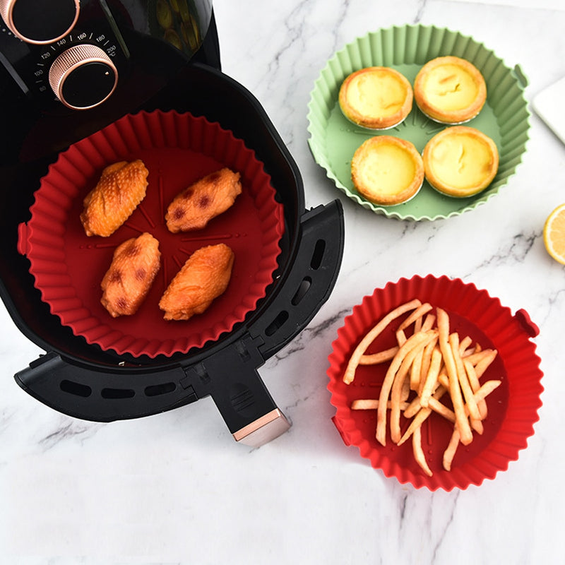 Formas de Silicone Para Air Fryer Fritadeiras de Ar Redondas E Quadradas Para Substituição, Forno, Bandeja Para Assar Frango, Frito, Cesta, Fritadeira a Ar, Panela de Silicone, Acessórios de Cozinha