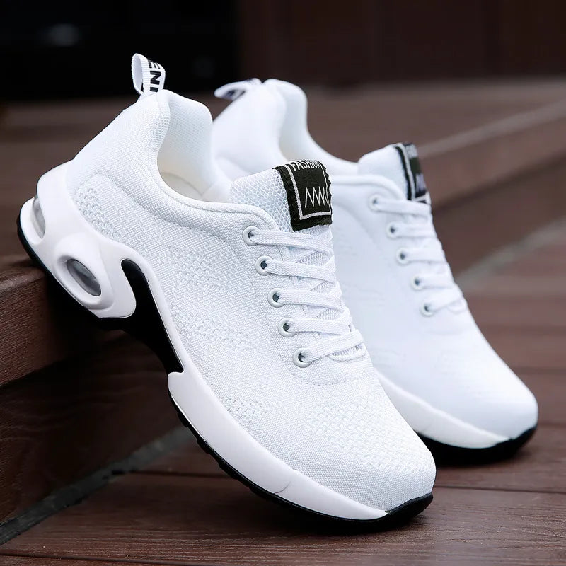 Zapatillas deportivas para mujer/mujer blanco de primavera zapatillas informales transpirables zapatos para correr con colchón de aire transpirables de verano