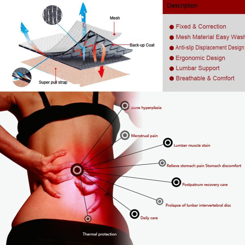 Cinto Turmalina Belt - Terapia Magnética de Auto- Aquecimento Para Dores, Hérnia de Disco, Lombalgia, Fibromialgia