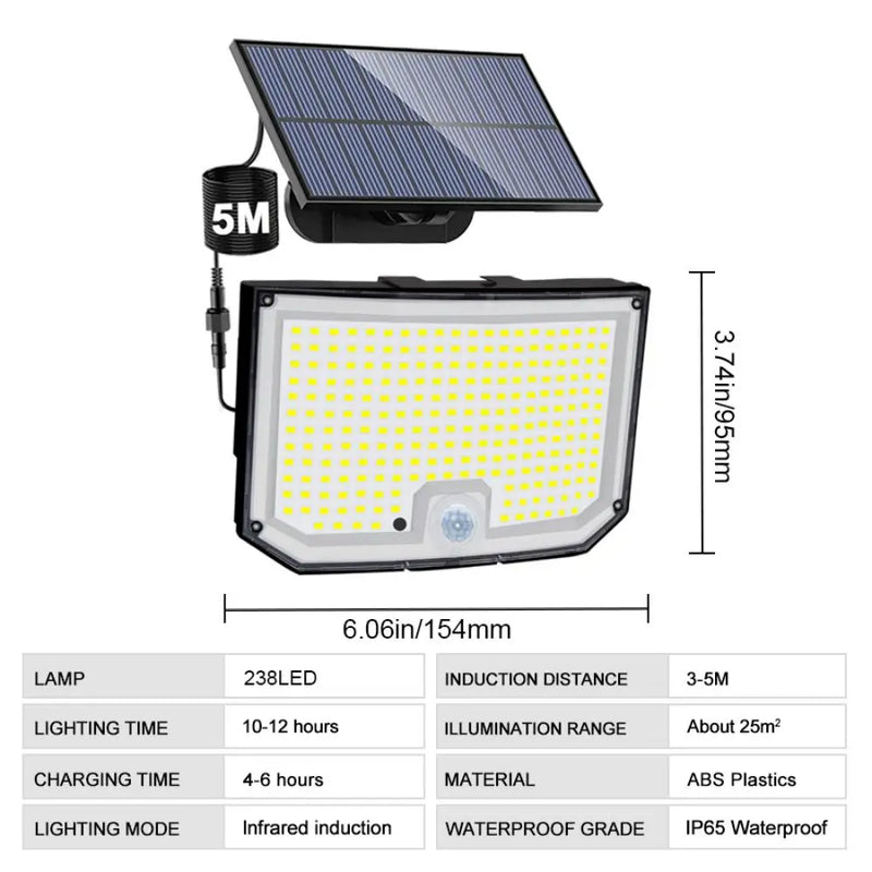 Refletor Luminária Luzes Solar ao Ar Livre 238/328/346 Led Luzes de Segurança Movidas a Energia Solar Lâmpada de Parede ip65 À Prova Dip65 Água Sensor Movimento Luz Rua, Jardim