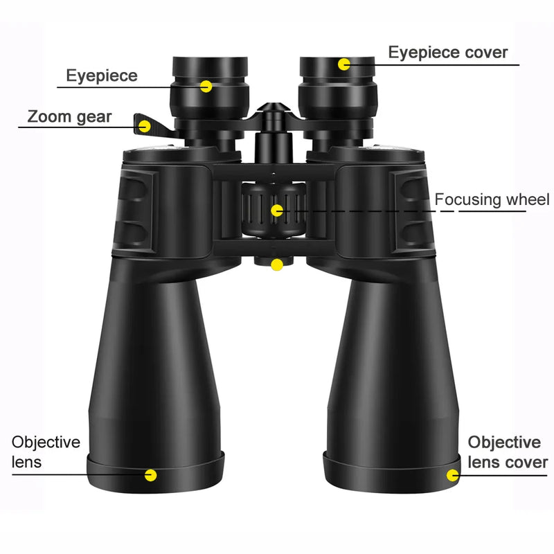 Binóculos de Alta Ampliação Borwolf 10-380x100, Zoom de Longo Alcance, 10-60 Vezes, Hd, Telescópio Profissional