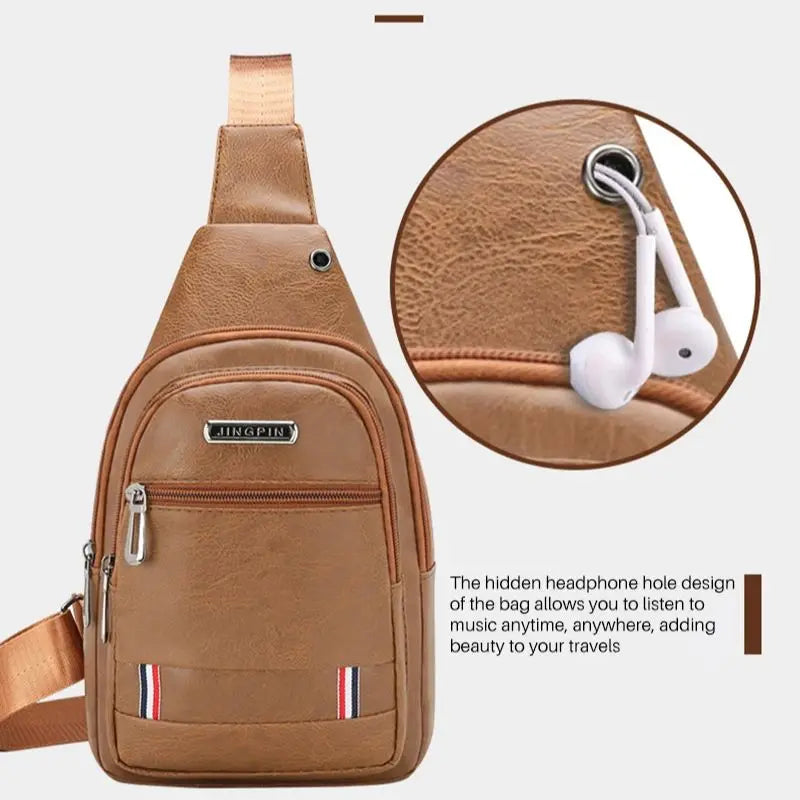 Bolsa Mochila Masculina Multi-Bolso Vintage Couro do Plutônio Crossbody Bolsa de Ombro Zíper à Prova Dágua