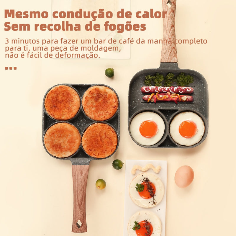 Sartén de 2/4 orificios, sartén para tortilla espesa, antiadherente, tortitas, filetes, huevos, jamón, sartenes para desayuno