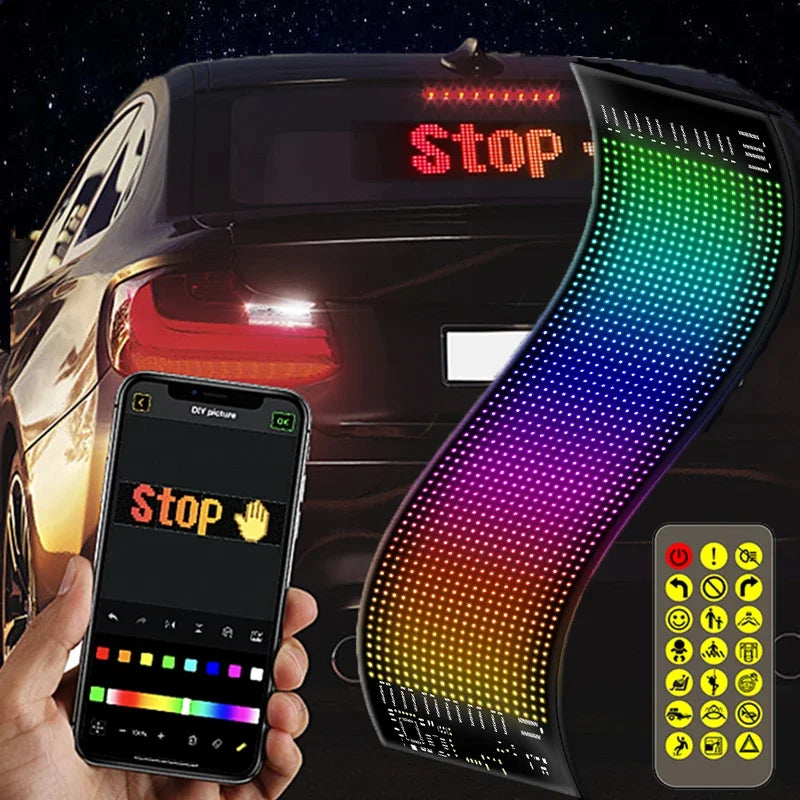 Led Para Carro e Painel de Loja. Matrix Pixel-Painel de Iluminação Grafite Rolagem de Placa de Texto Brisa Tela de Publicidade Bluetooth Controle App