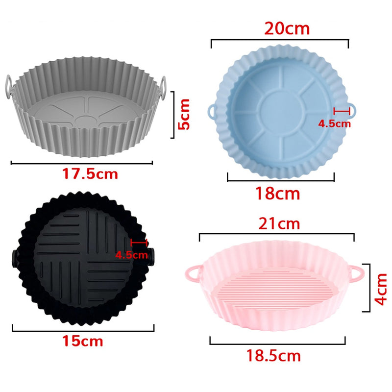 Moldes de silicona para freidora de aire redonda de repuesto, horno, bandeja para asar pollo, frito, cesta, freidora de aire, bandeja de silicona, accesorios de cocina