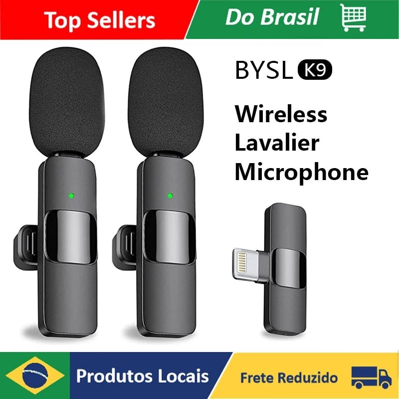 2 Pecas Microfone de Lapela Sem Fio Para IPhone, Microfone Duplo Para Gravação de Vídeo Sincronização Automática Show ao Vivo Mi - CompreiAqui