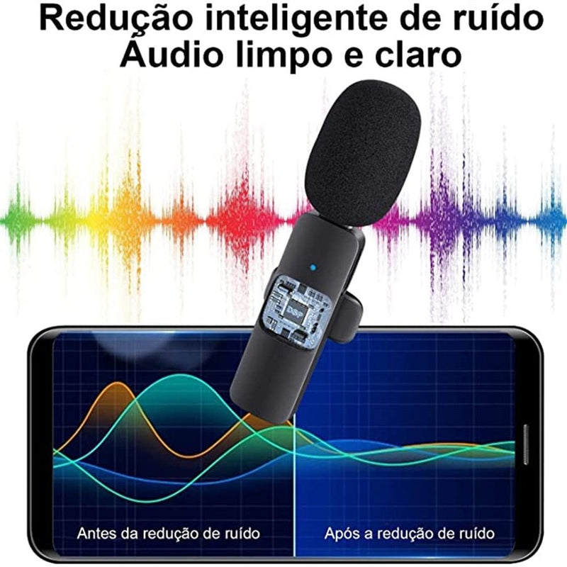 2 Pecas Microfone de Lapela Sem Fio Para IPhone, Microfone Duplo Para Gravação de Vídeo Sincronização Automática Show ao Vivo Mi - CompreiAqui