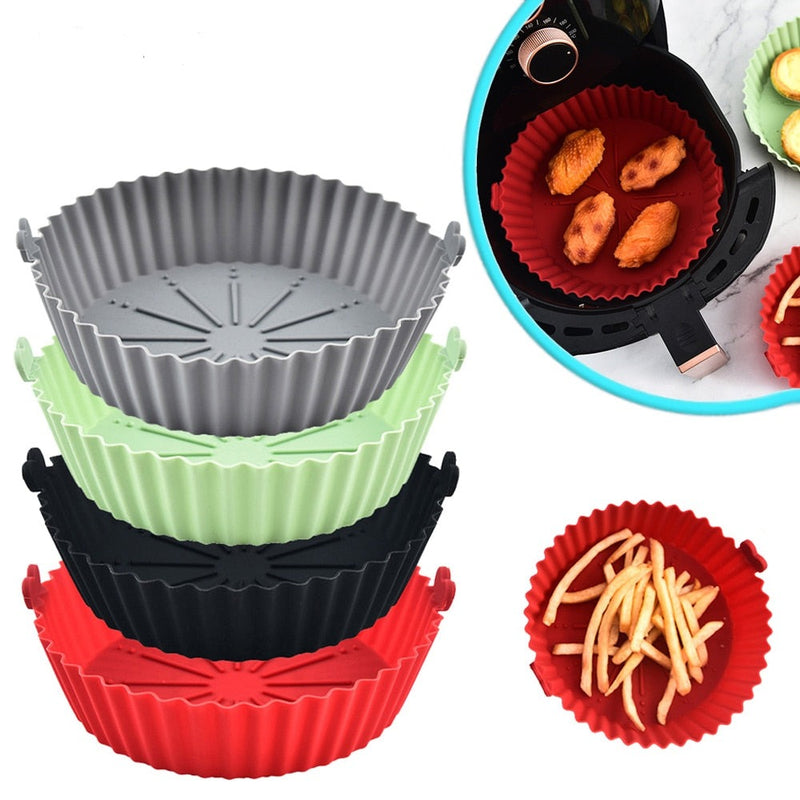 Formas de Silicone Para Air Fryer Fritadeiras de Ar Redondas E Quadradas Para Substituição, Forno, Bandeja Para Assar Frango, Frito, Cesta, Fritadeira a Ar, Panela de Silicone, Acessórios de Cozinha