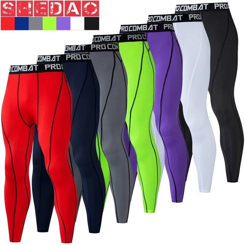 Calça de Compressão Esportiva Secagem Rápida de Corrida Roupa Masculina Apertado, Moletom Lycra, Dry fit, Academia - CompreiAqui