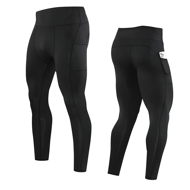 Calça de Compressão Esportiva Secagem Rápida de Corrida Roupa Masculina Apertado, Moletom Lycra, Dry fit, Academia - CompreiAqui