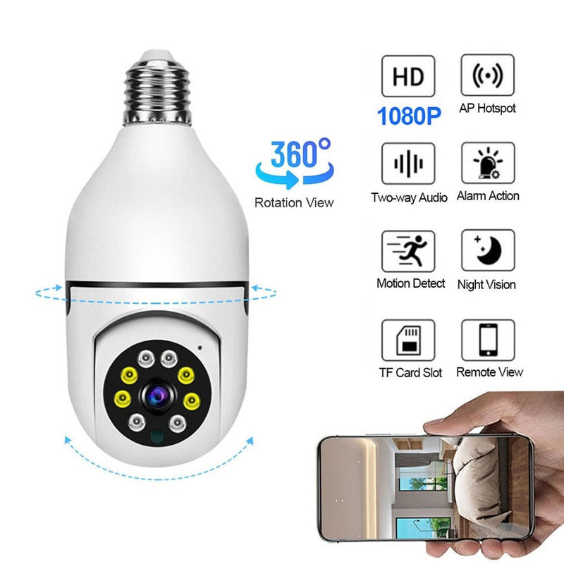 Câmera Lâmpada Entrada Bocal E27 5G WIFI 3MP E 5MP C/ Visão Noturna - CompreiAqui