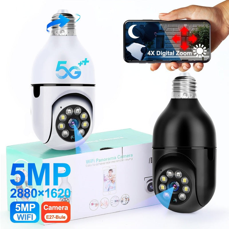 Câmera Lâmpada Entrada Bocal E27 5G WIFI 3MP E 5MP C/ Visão Noturna - CompreiAqui