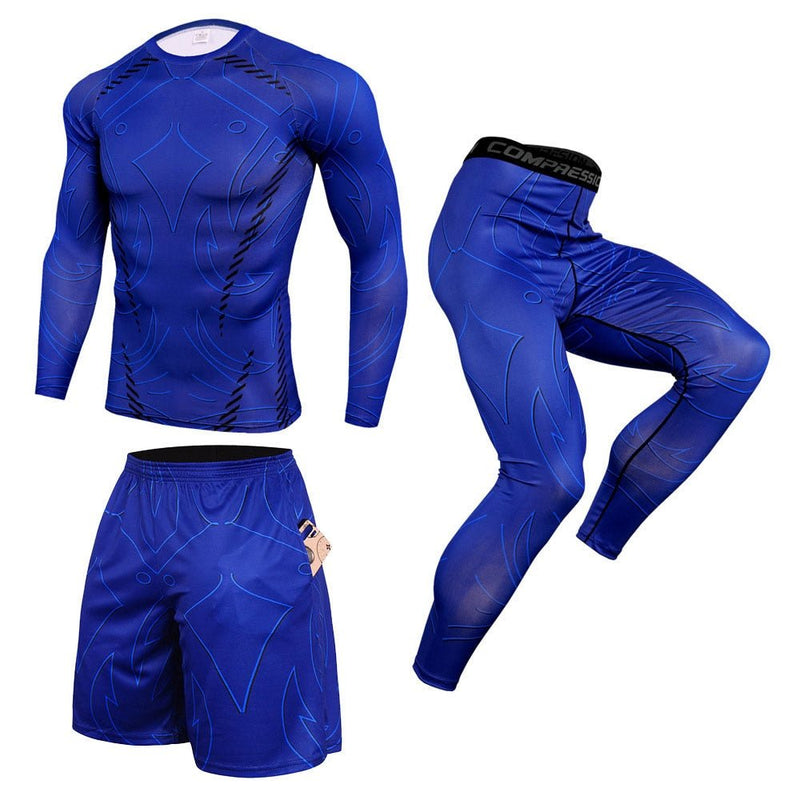 Roupas esportivas de compressão masculinas para academia, roupas de treino,  conjunto esportivo para corrida, secagem rápida (C : : Moda