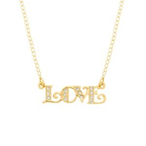 Colar Dourado Love com Zircônia